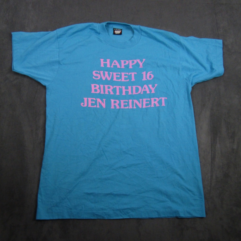 Screen Stars Best T-Shirt Women XL Blue Vintage Sweet 16 Single Stitch USA Made